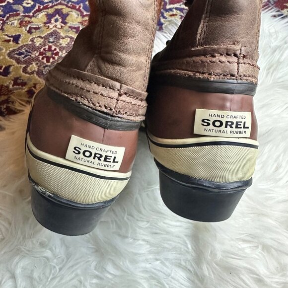 SOREL Rust Lace-Up Duck Boots Women Sz 8.5 Waterproof Winter Farmhouse Cottage - Picture 9 of 13